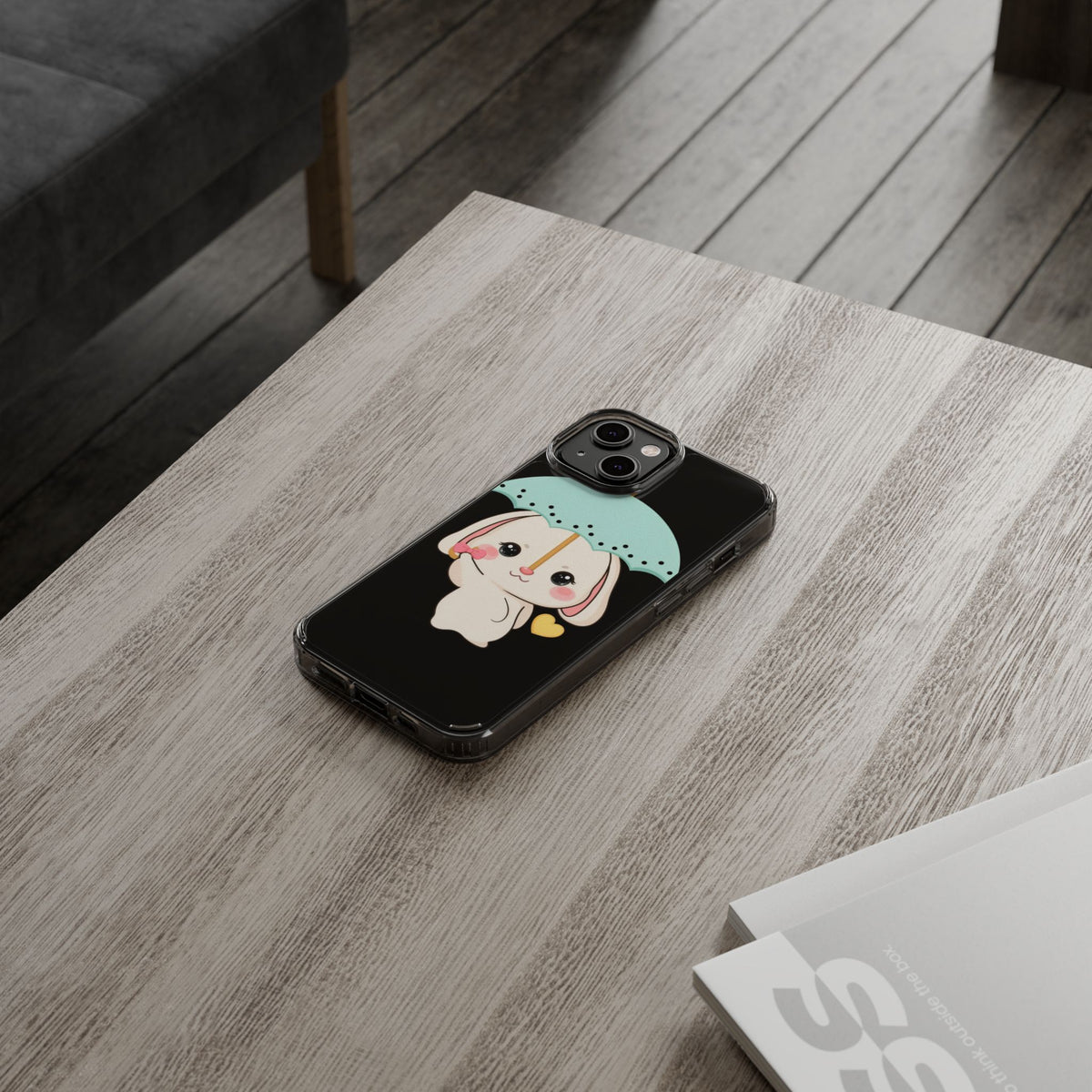 Kawaii Bunny Phone Case with Umbrella | Cute Clear Case