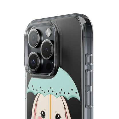 Kawaii Bunny Phone Case with Umbrella | Cute Clear Case