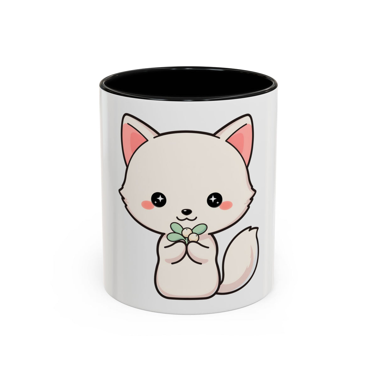 Kawaii Arctic Fox Christmas Accent Coffee Mug