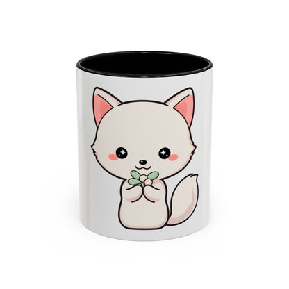 Kawaii Arctic Fox Christmas Accent Coffee Mug