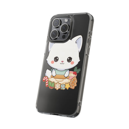 Christmas Fox Clear Phone Case, Kawaii Cookie Baker