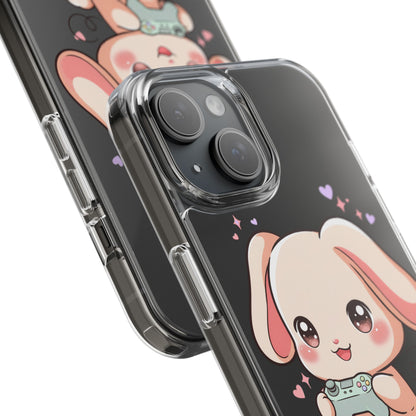 Kawaii Bunny Gamer Clear Impact-Resistant Phone Case