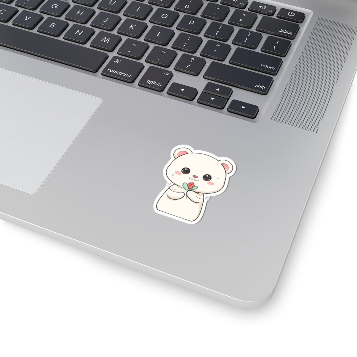 Kawaii Christmas Polar Bear Sticker with Mistletoe
