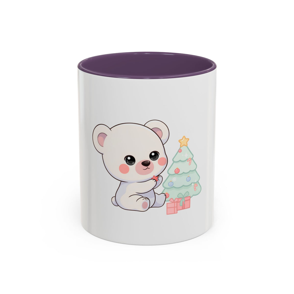 Kawaii Polar Bear Christmas Mug, 11 oz Accent Coffee Mug