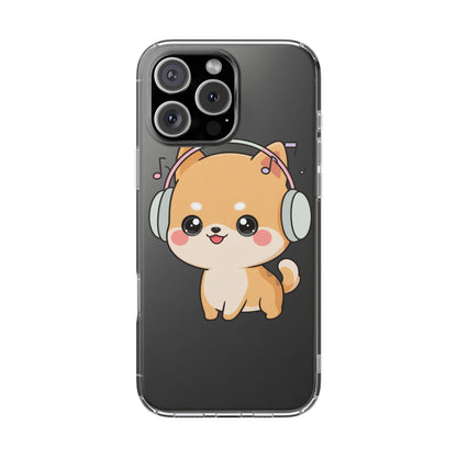 Kawaii Shiba Inu Phone Case – Music Lover Clear Case