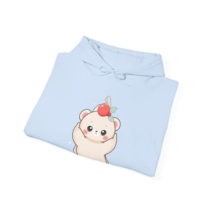 Christmas Polar Bear Hoodie, Cute Kawaii Holiday Sweatshirt
