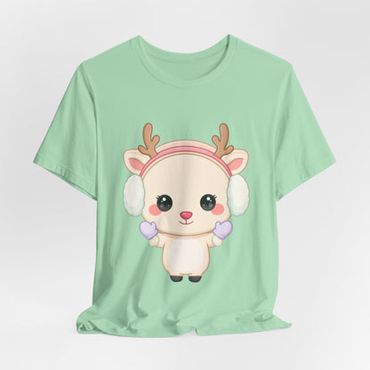 Kawaii Reindeer T-Shirt, Cute Winter Animal Tee