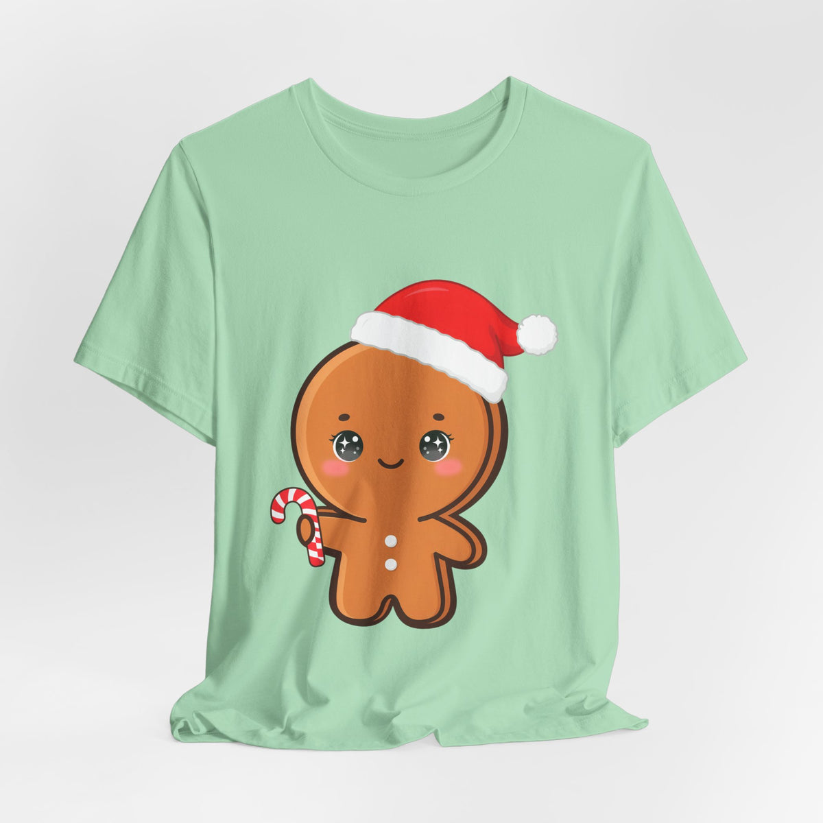 Gingerbread Man Christmas T-Shirt, Cute Kawaii Holiday Tee
