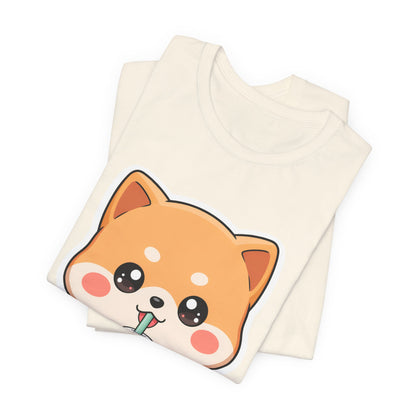 Kawaii Shiba Bubble Tea T-Shirt for Boba Lovers