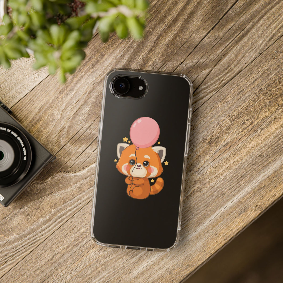 Kawaii Red Panda Clear Impact-Resistant Case with Balloon