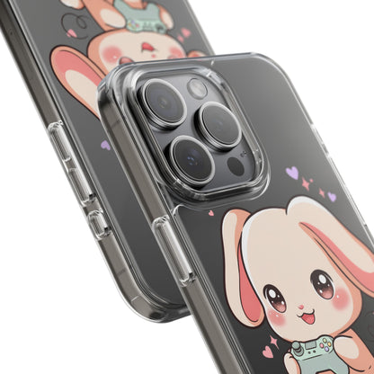 Kawaii Bunny Gamer Clear Impact-Resistant Phone Case