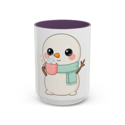 Kawaii Snowman Accent Coffee Mug for Cozy Cocoa Fans