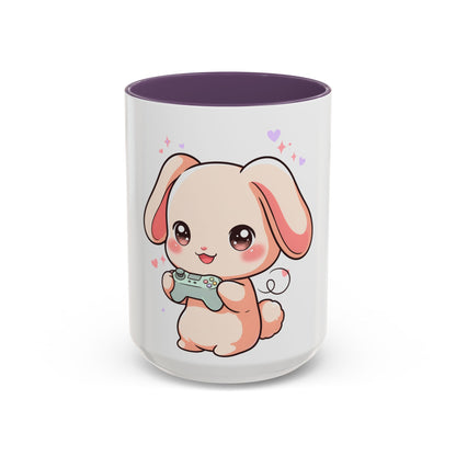Gamer Bunny Accent Coffee Mug for Kawaii Game Lovers