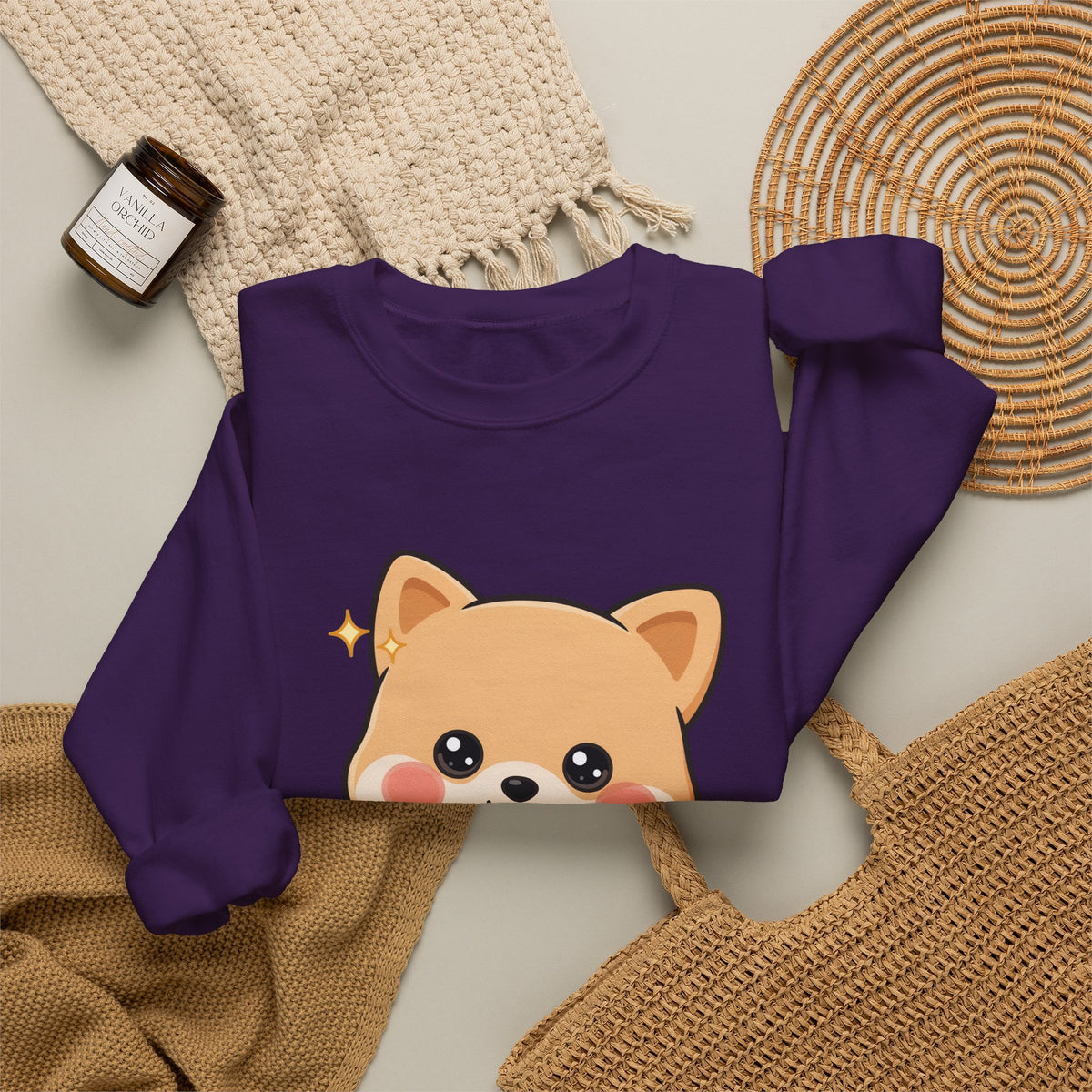 Kawaii Shiba Inu Sweatshirt, Cute Puppy Crewneck