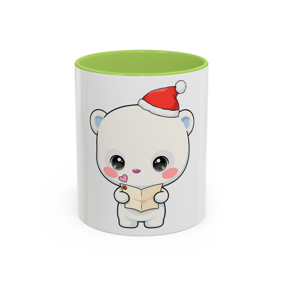 Kawaii Polar Bear Christmas Mug – Santa Letter Accent Mug