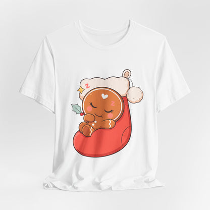 Sleeping Gingerbread Man Christmas T-Shirt, Kawaii Holiday Tee