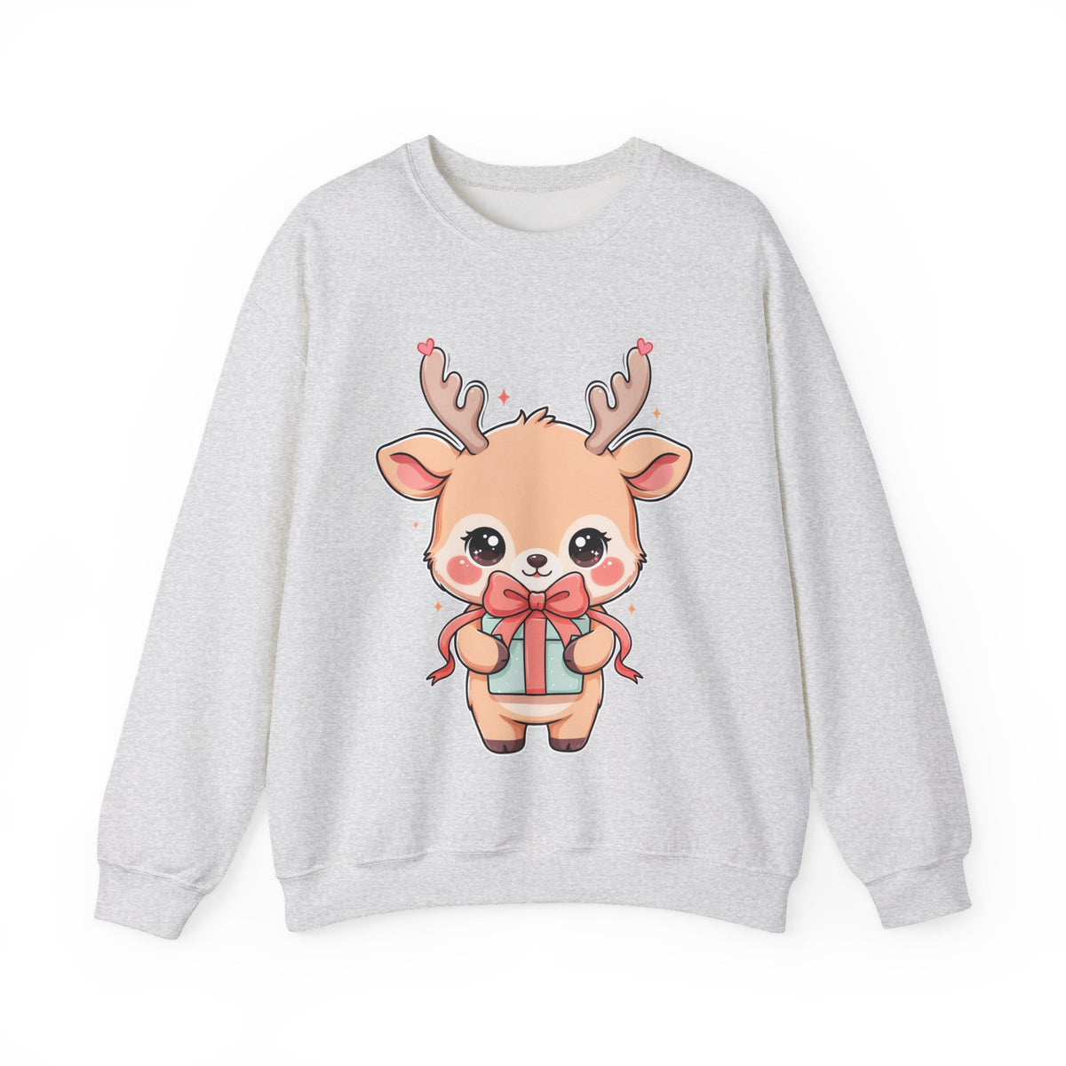 Kawaii Reindeer Christmas Sweatshirt, Cute Gift Crewneck