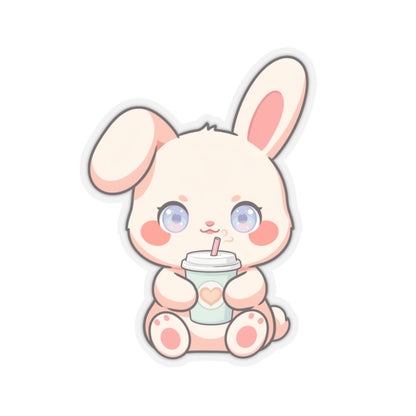 Kawaii Bunny Latte Sticker for Cozy Coffee Lovers