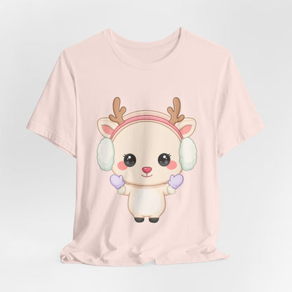 Kawaii Reindeer T-Shirt, Cute Winter Animal Tee