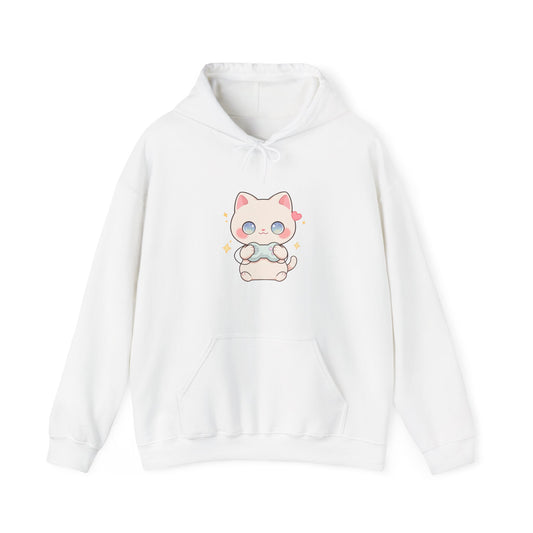 Kawaii Gamer Cat Hoodie for Cozy Gaming Nights