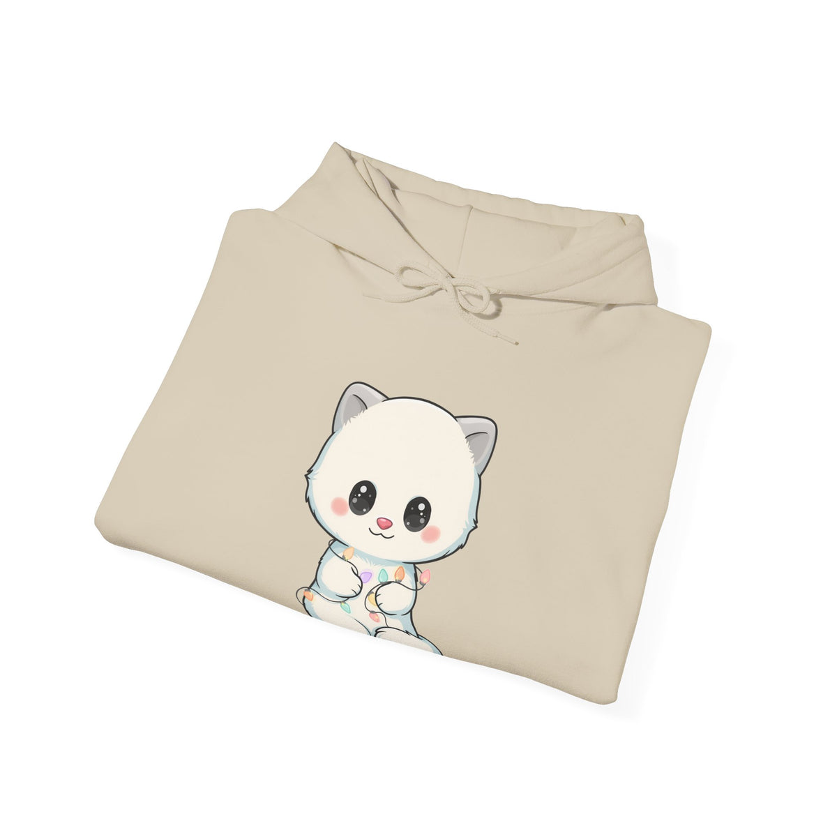Kawaii Arctic Fox Hoodie with Fairy Lights