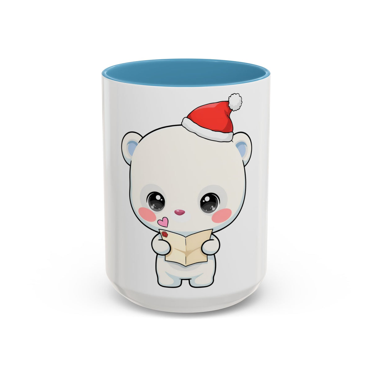 Kawaii Polar Bear Christmas Mug – Santa Letter Accent Mug