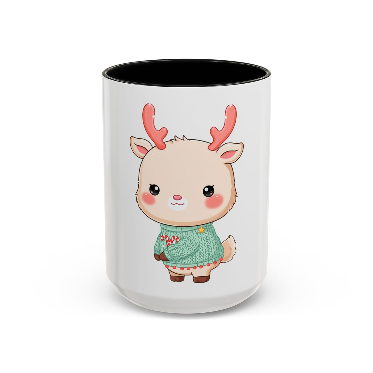 Kawaii Reindeer Christmas Mug – Cute Holiday Accent Coffee Mug