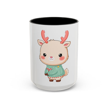 Kawaii Reindeer Christmas Mug – Cute Holiday Accent Coffee Mug