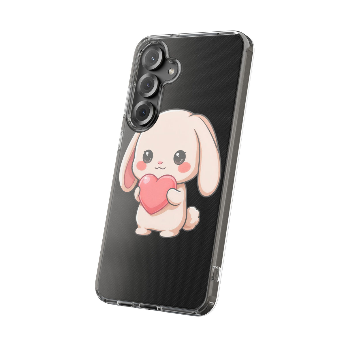 Kawaii Bunny Clear Phone Case with Heart
