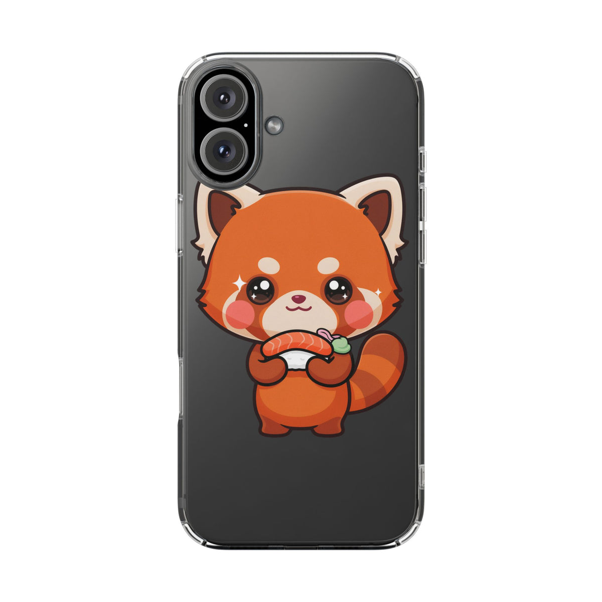 Red Panda Sushi Phone Case, Cute Kawaii Clear Case