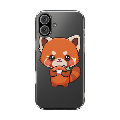 Red Panda Sushi Phone Case, Cute Kawaii Clear Case