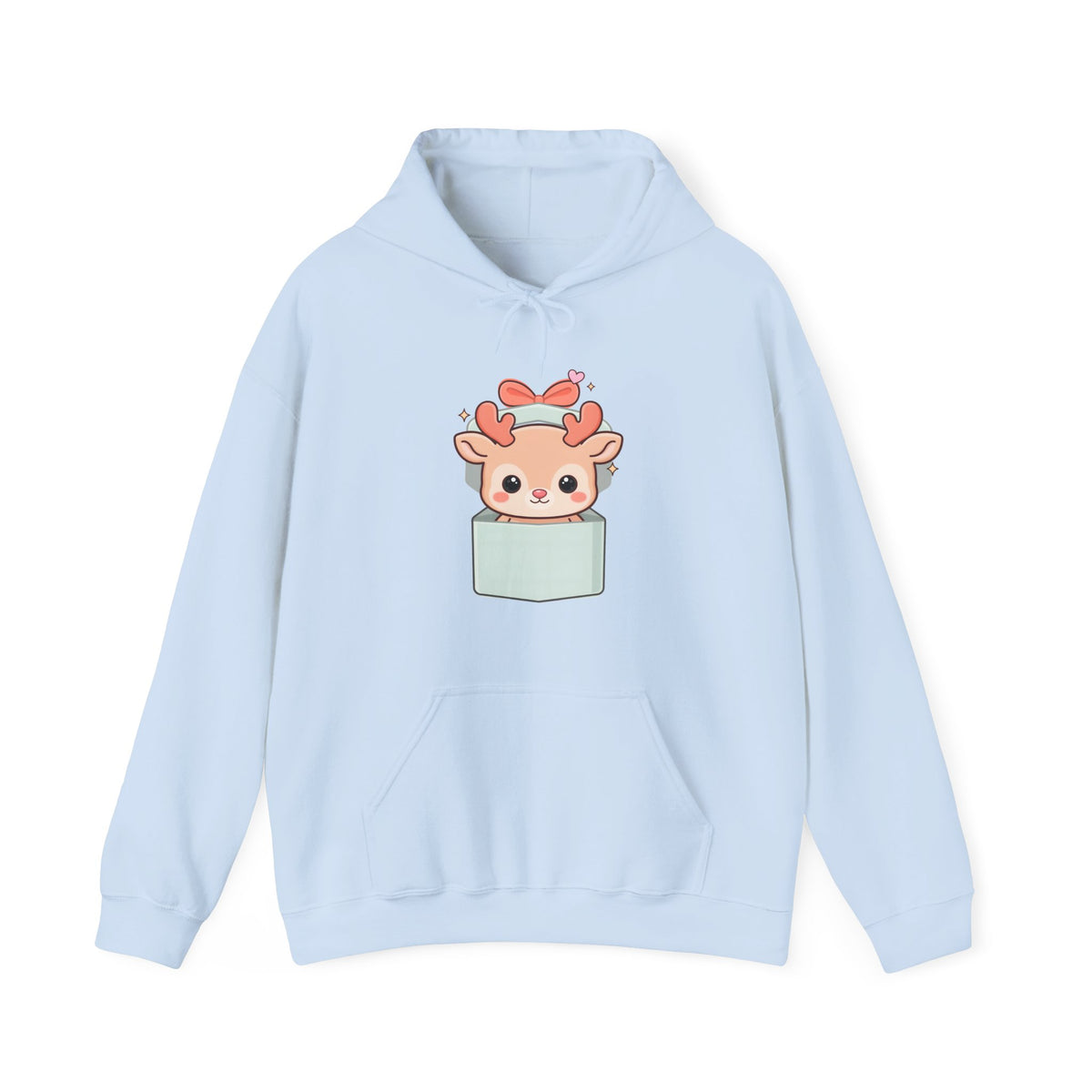 Kawaii Reindeer Hoodie, Gift Box Christmas Sweatshirt