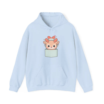 Kawaii Reindeer Hoodie, Gift Box Christmas Sweatshirt