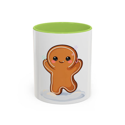 Kawaii Gingerbread Man Accent Coffee Mug for Winter Cheer