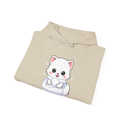 Kawaii Arctic Fox Hoodie, Cute Winter Animal Sweatshirt