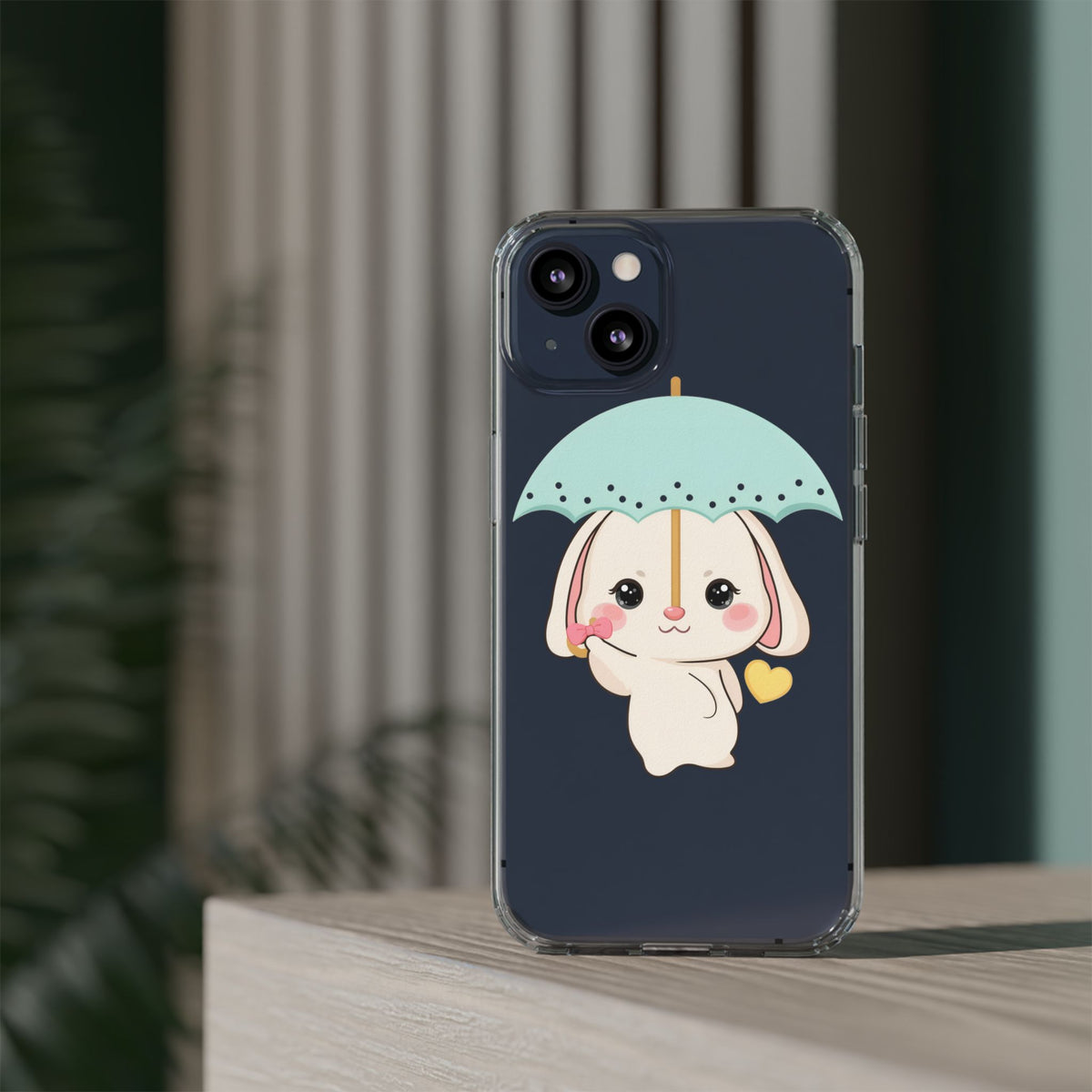 Kawaii Bunny Phone Case with Umbrella | Cute Clear Case