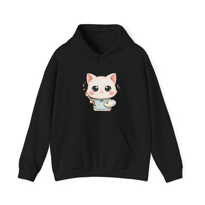Kawaii Cat Artist Hoodie, Cute Painter Cat Sweatshirt