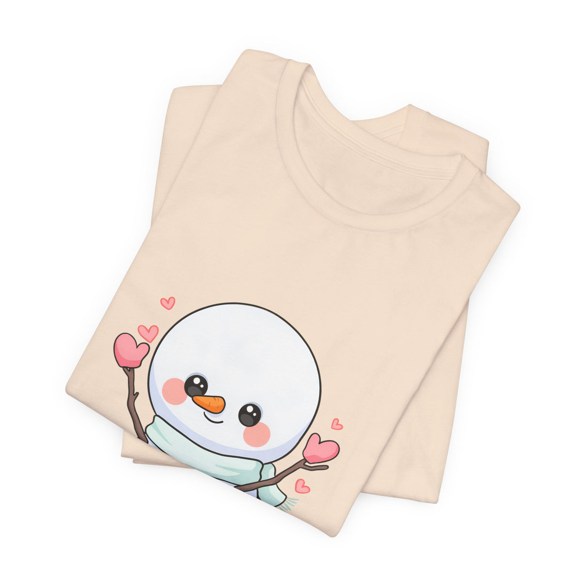 Kawaii Snowman T-Shirt, Cute Winter Sledding Tee