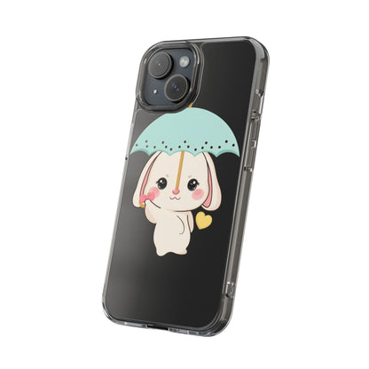Kawaii Bunny Phone Case with Umbrella | Cute Clear Case