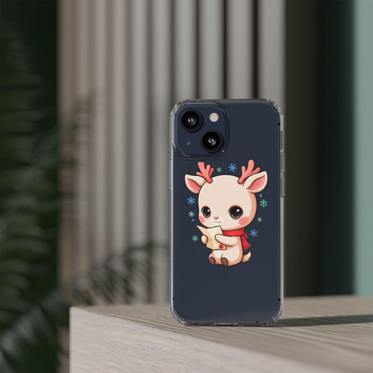 Christmas Reindeer Clear Impact-Resistant Phone Case
