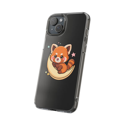 Red Panda Phone Case, Kawaii Moon Companion