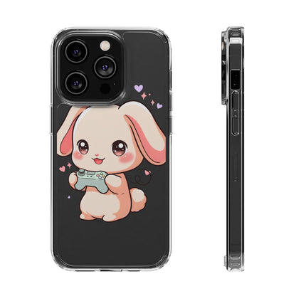Kawaii Bunny Gamer Clear Impact-Resistant Phone Case