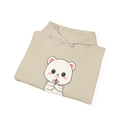 Kawaii Polar Bear Christmas Hoodie with Mistletoe