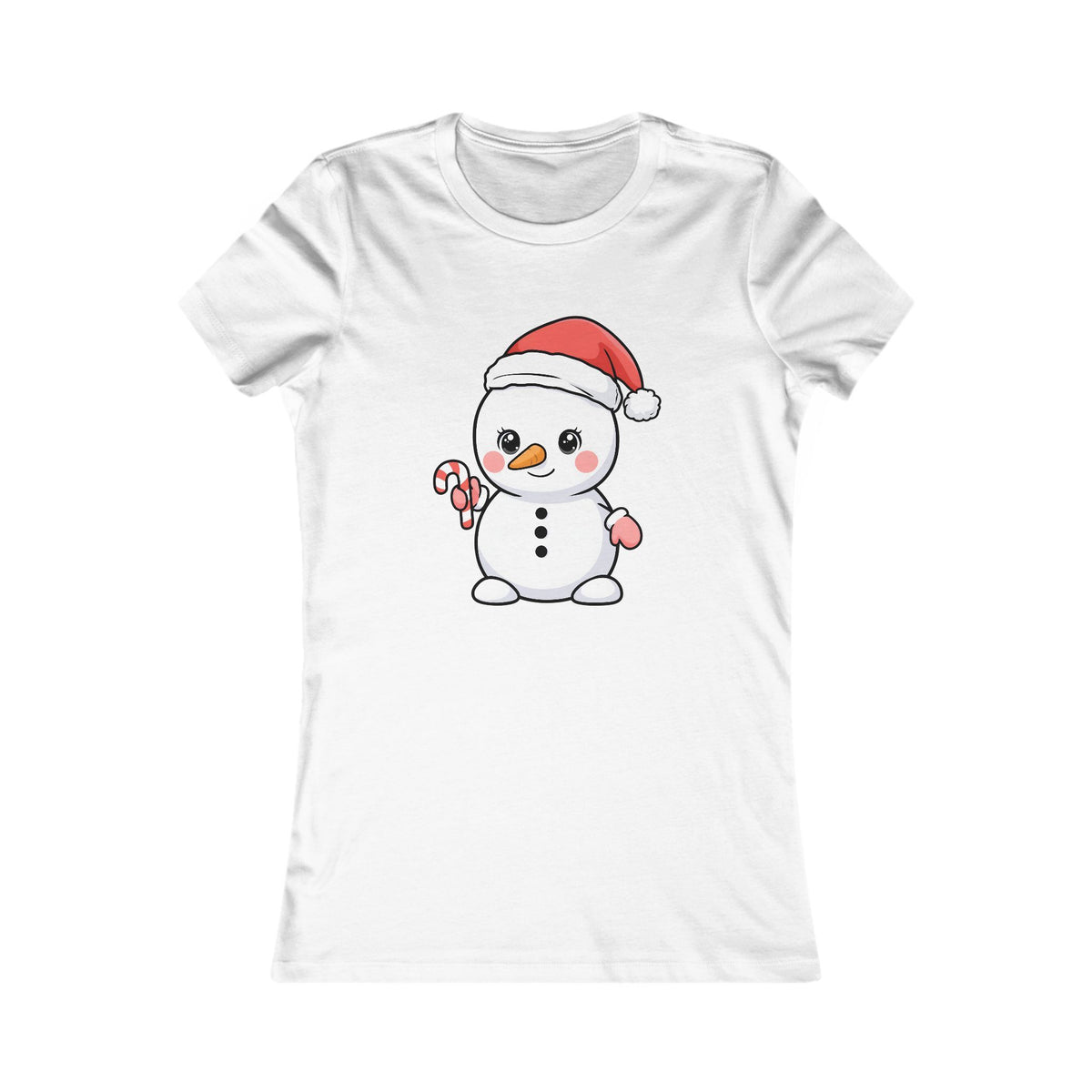 Kawaii Snowman Christmas Women's Tee for Holiday Cheer