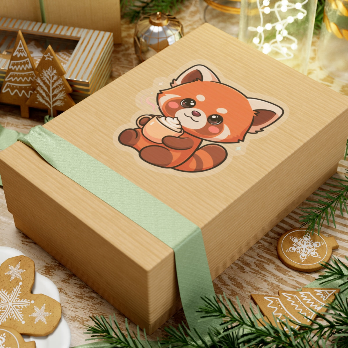 Kawaii Red Panda Latte Sticker for Coffee Lovers