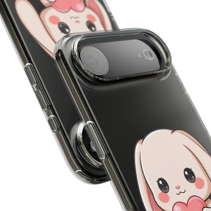 Kawaii Bunny Clear Phone Case with Heart