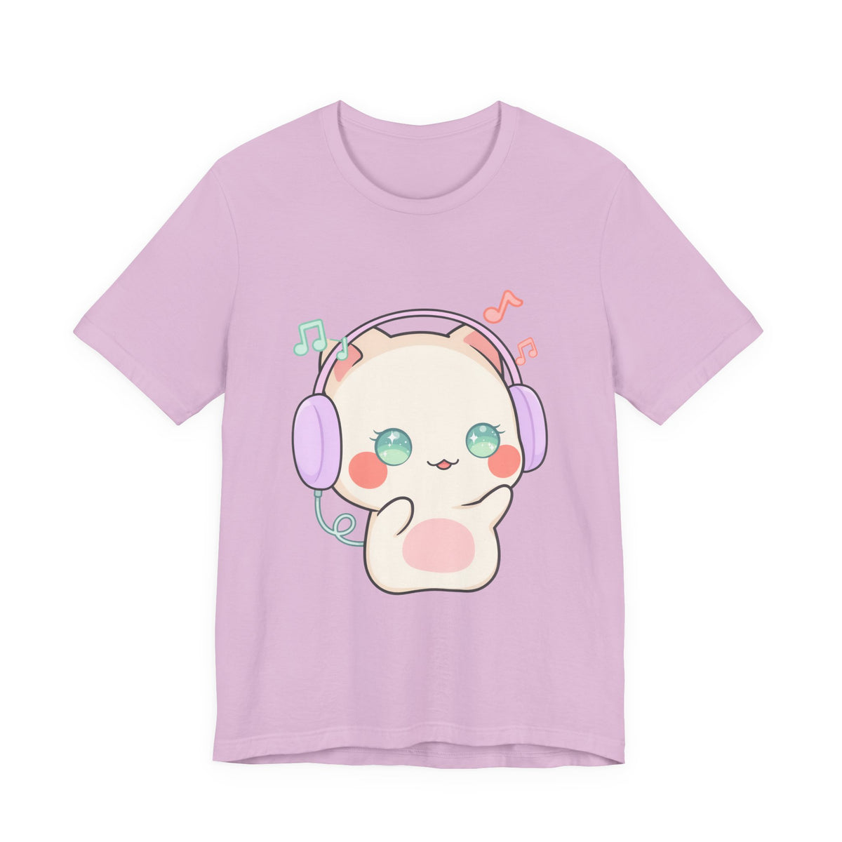 Kawaii Cat Music Lover T-Shirt, Cute Headphone Kitty Tee