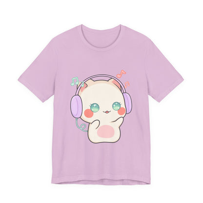 Kawaii Cat Music Lover T-Shirt, Cute Headphone Kitty Tee