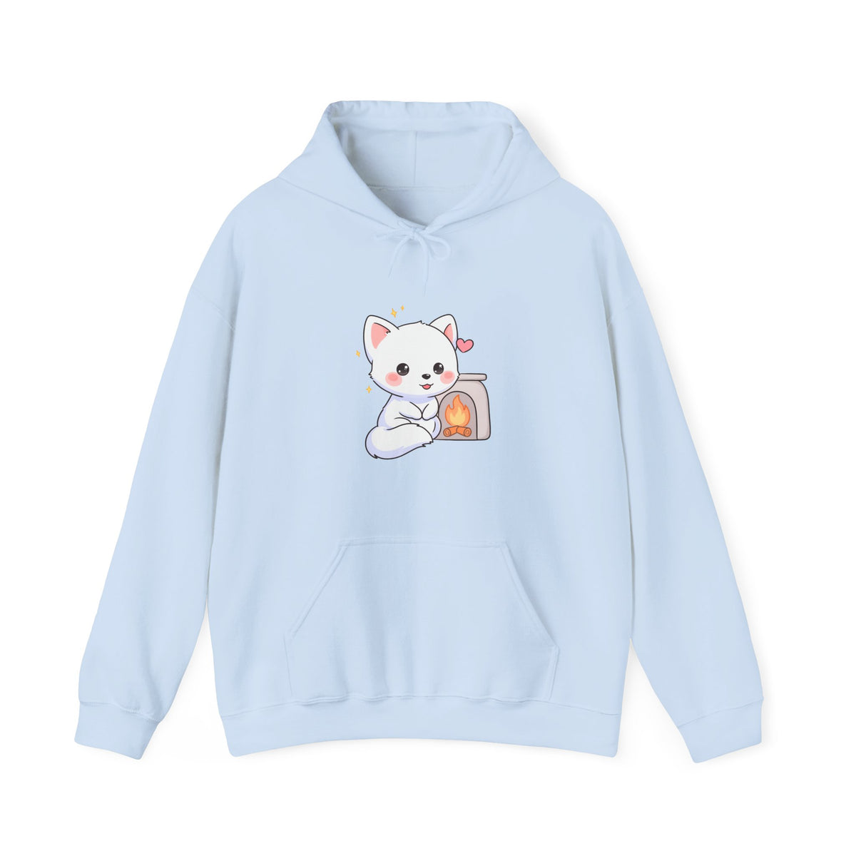 Kawaii Arctic Fox Hoodie for Cozy Fireplace Evenings