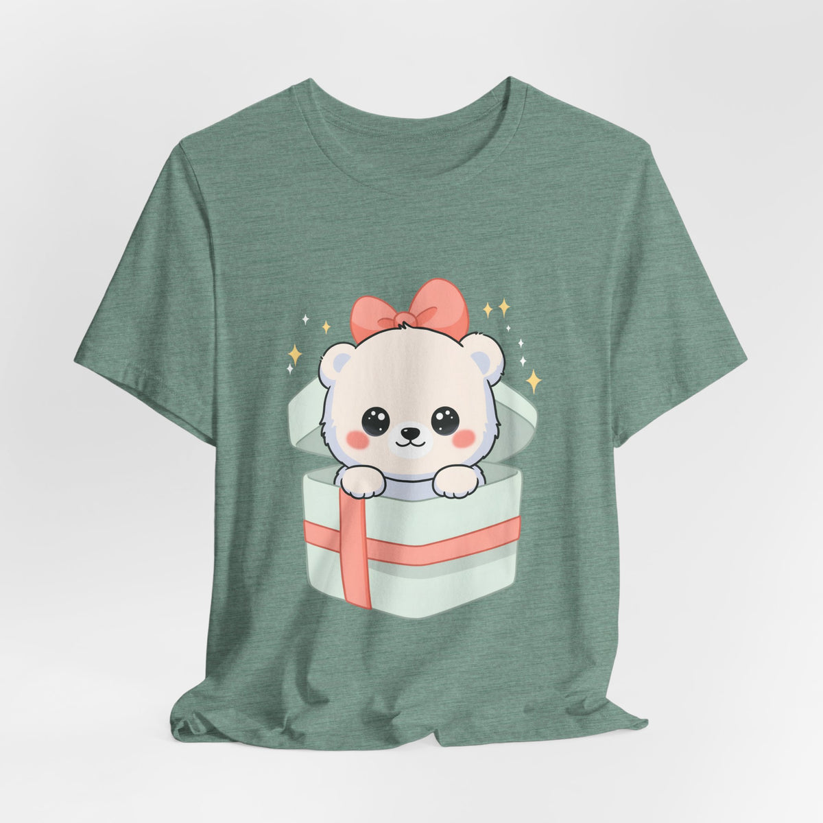 Kawaii Polar Bear Tee, Cute Gift Box Cub Unisex Shirt